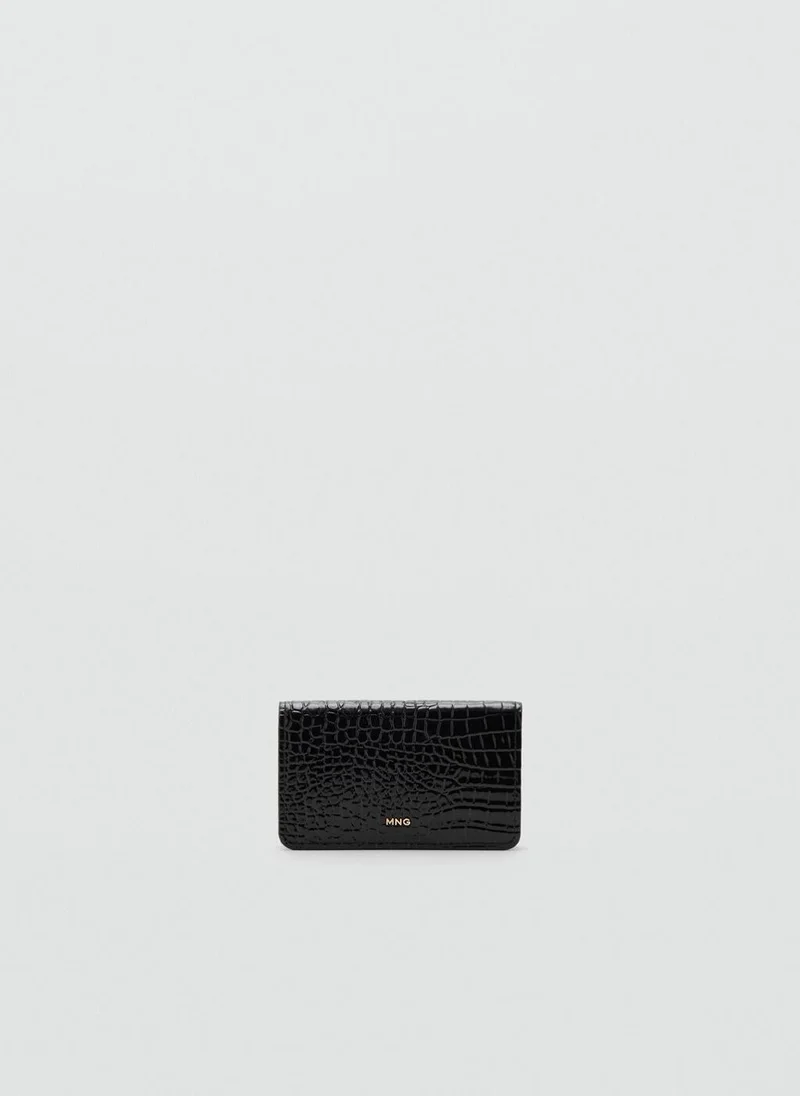 مانجو Small shiny croc-effect wallet